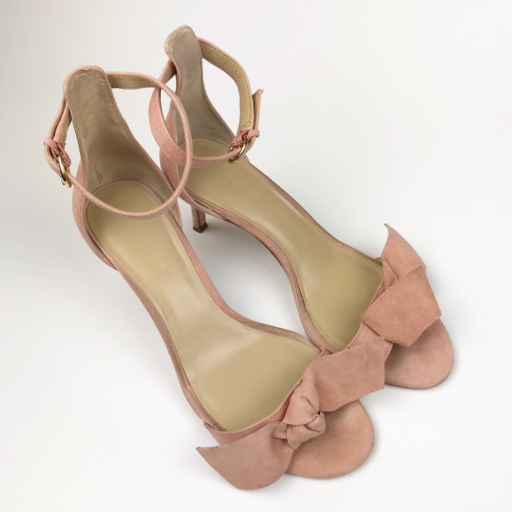 Ann Taylor Erica Suede Blush Pink Bow Tie Heels